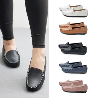 【Alberta】MIT台灣製 乳膠鞋墊 素面百搭磨砂皮革/皮革質感 金屬點綴帆船鞋 豆豆鞋 舒適好穿