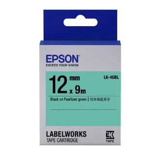 【EPSON】標籤帶 綠底黑字/12mm(LK-4GBL)