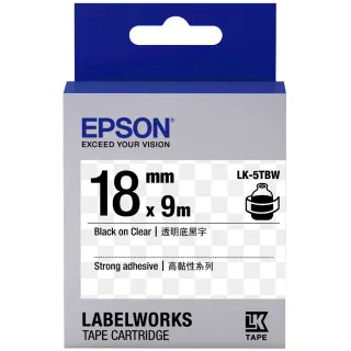 【EPSON】標籤帶 透明底黑字/18mm(LK-5TBW)
