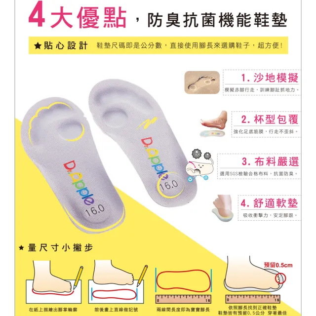 【Dr. Apple 機能童鞋】出清特賣x帥氣LOGO懷舊印刷透氣中童鞋(桃)
