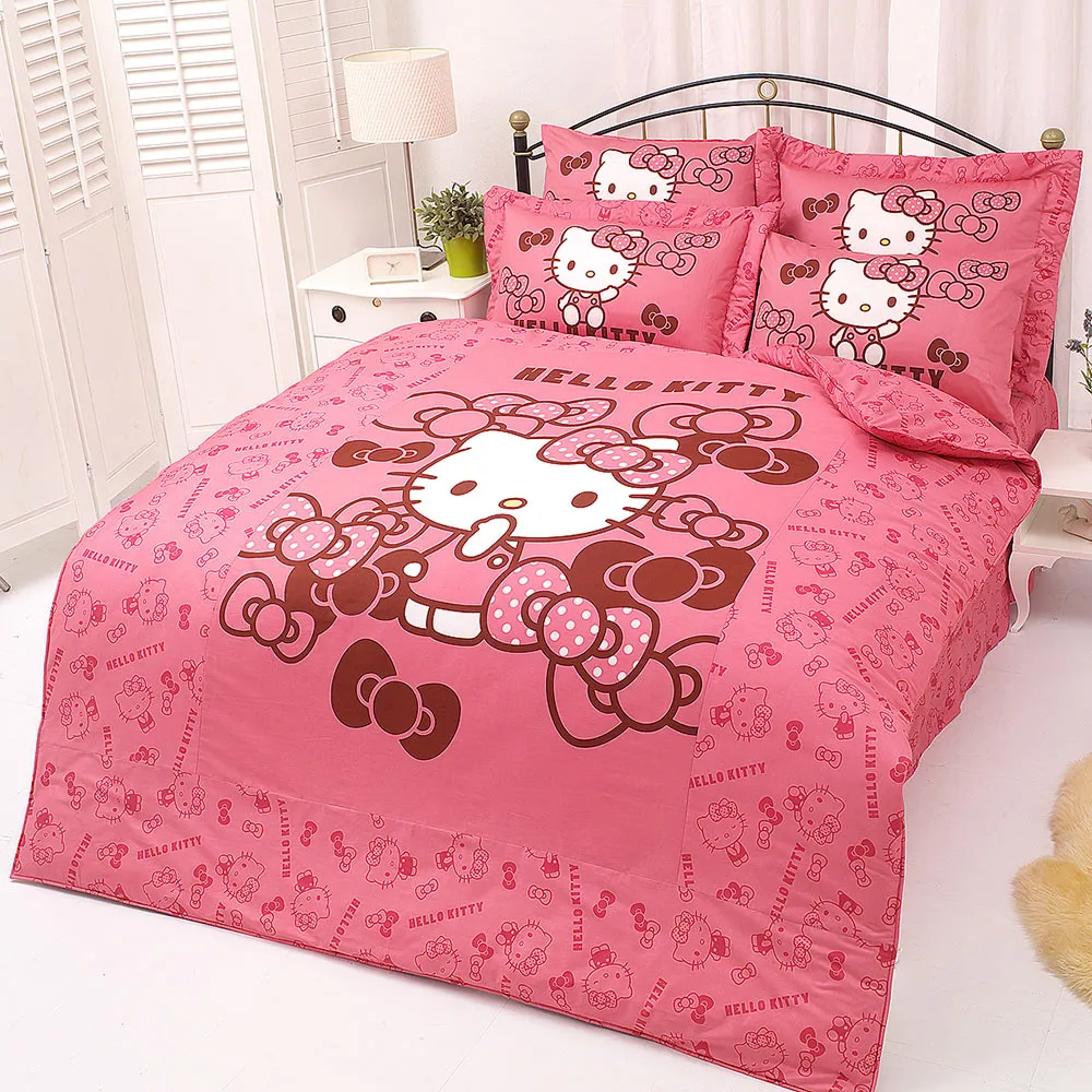 【享夢城堡】精梳棉單人床包涼被三件組(HELLO KITTY 我的小可愛-粉.紅)