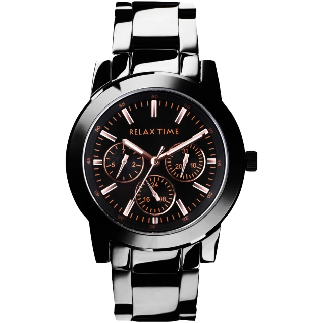 【Relax Time】時尚達人日曆顯示手錶-IP黑x玫塊金時標/38mm 畢業禮物(R0800-16-10)