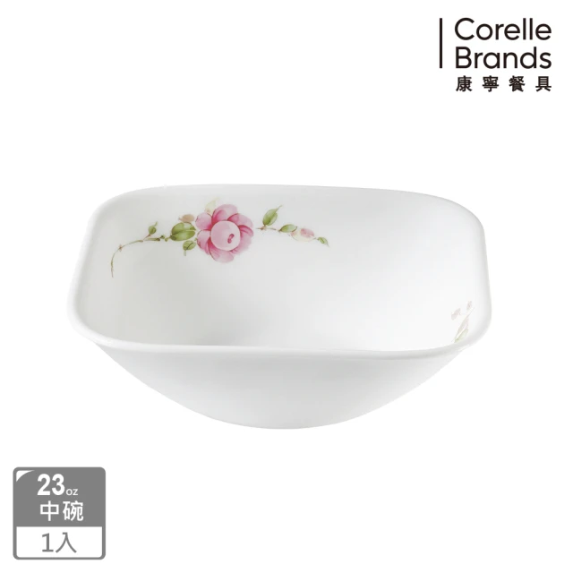 【CORELLE 康寧餐具】田園玫瑰方形23oz碗(2323)