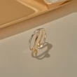 【OB 嚴選】韓國連線珍珠雙色造型925純銀開口戒指 《XC0013》