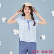 【RED HOUSE 蕾赫斯】蝴蝶結荷葉邊條紋上衣(共2色)