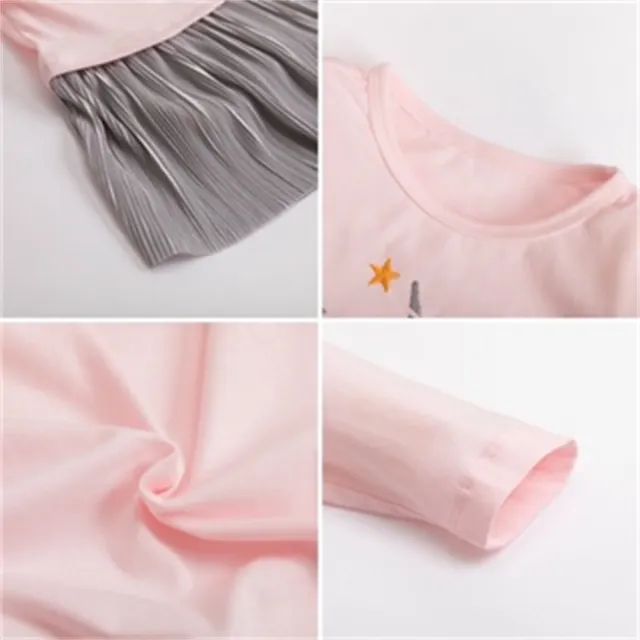 【安朵童舖】現貨韓版兩件式兒童童裝紗裙女童夢幻獨角獸套裝衛衣長袖上衣裙子連衣裙網紗拼接裙子(026)