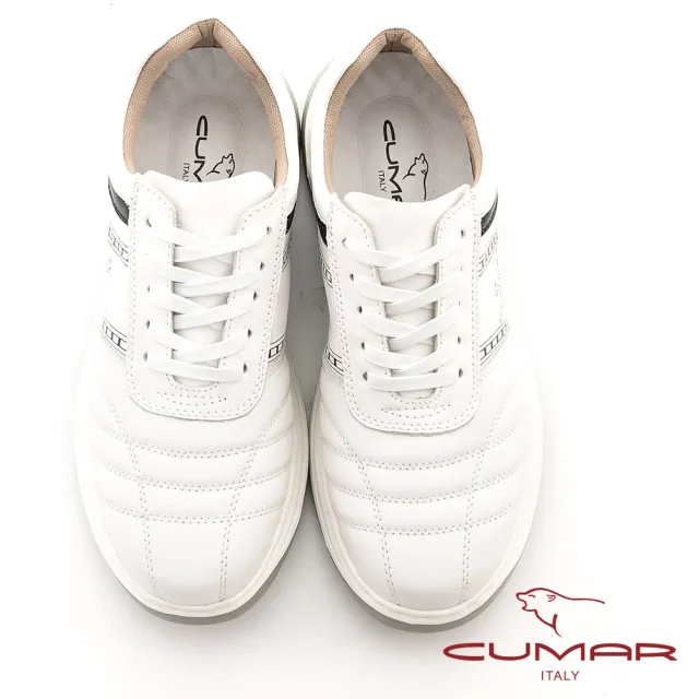 【CUMAR】嚴選真皮綁帶休閒鞋(白色)