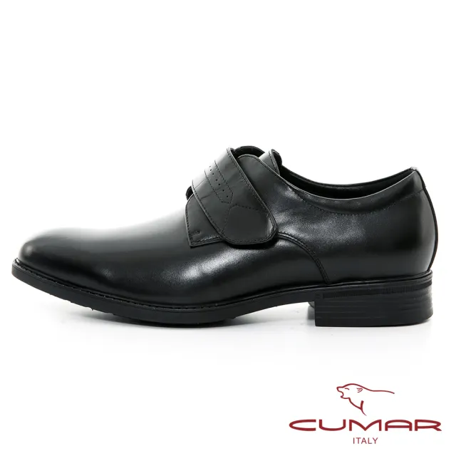 【CUMAR】輕量舒適真皮魔術帶紳士鞋(黑色)
