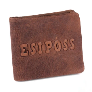 【H-CT】ESIPOSS牛皮紙質感紅棕短夾(E235-3K-Z)