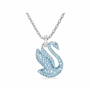 【SWAROVSKI 官方直營】Swarovski Iconic Swan 鏈墜 天鵝  藍色  鍍白金色