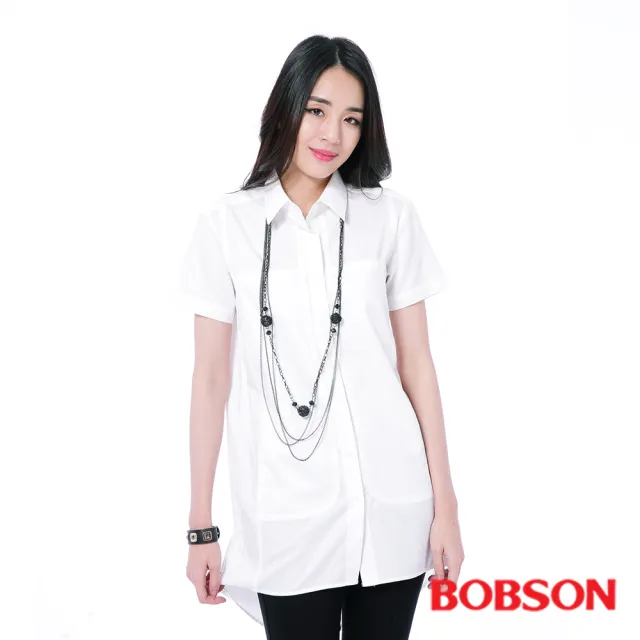 【BOBSON】女款長版襯衫(白26127-80)
