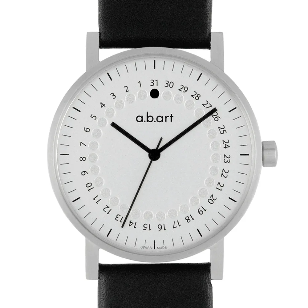 【a.b.art】O系列 經典日期圓盤跳點腕錶-銀白/40.5mm(abart-O101)