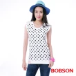 【BOBSON】女款印點點配蕾絲上衣(白26074-80)