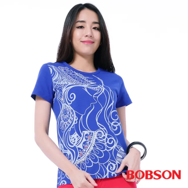 【BOBSON】女款印圖T恤(紫26142-54)