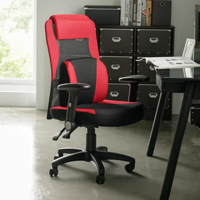 【完美主義】洛克斯頭靠可調式高級扶手厚腰枕電腦椅/辦公椅(6色可選)