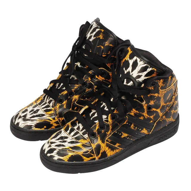 【Adidas】OriginalsJeremy Scott 豹紋高筒球鞋(黑色D65985)