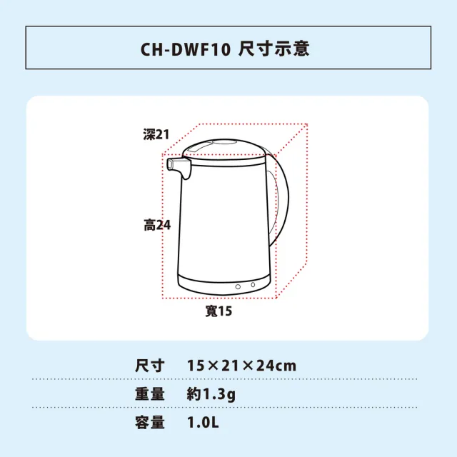 【ZOJIRUSHI 象印】象印*1公升*手提式電氣熱水瓶(CH-DWF10)