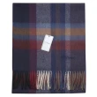 【S.T.Dupont】刺繡LOGO格紋混紡羊駝毛流蘇圍巾(深藍色)