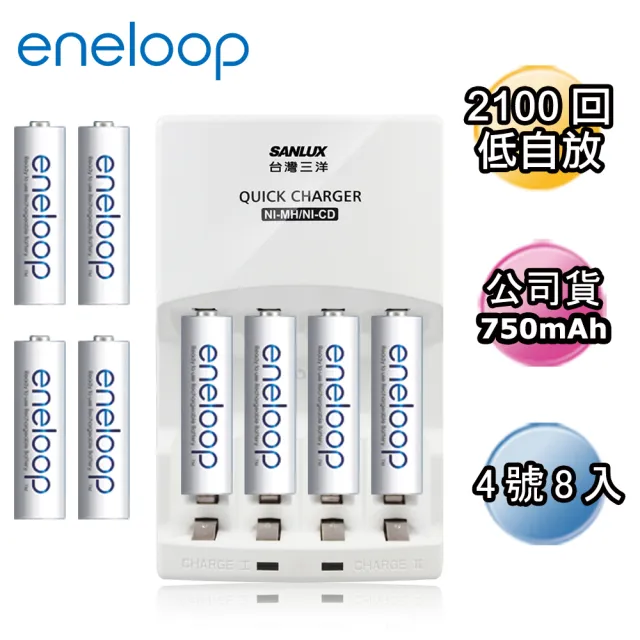 【日本Panasonic國際牌eneloop】低自放電充電電池組(搭配智慧型充電器+4號8入)
