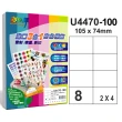【彩之舞】進口3合1白色標籤 200張/組 A4-8格直角-2x4/U4470-100(貼紙、標籤紙、A4)