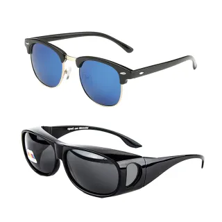 【MEGASOL】UV400防眩偏光炫彩太陽眼鏡+外罩防飛沫護目套鏡(超值兩套組3016+3009)