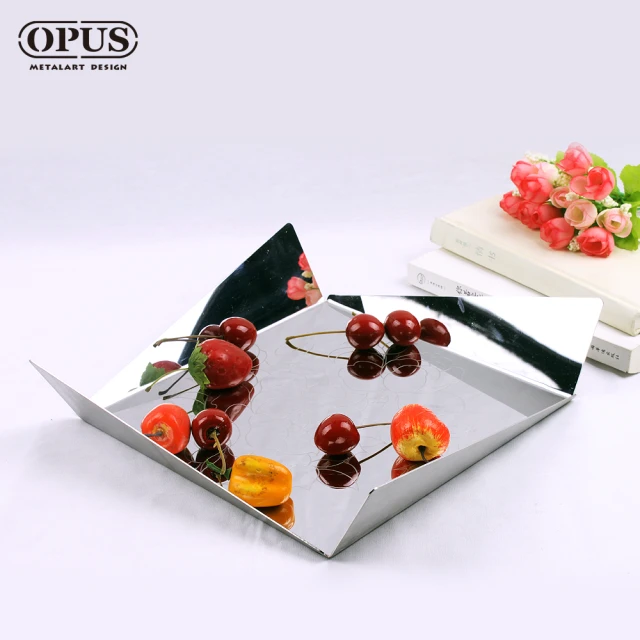 【OPUS 東齊金工】不鏽鋼藝術系列 水果盤/收納籃/置物架(折角果盤 FS011)