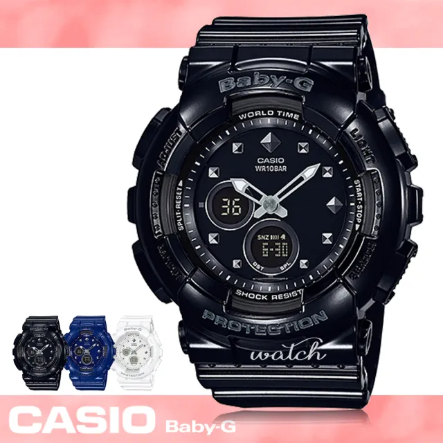 【CASIO卡西歐BABY-G系列】帥氣雙顯型運動錶_女錶_學生錶_防水_LED照明(BA-125 黑)
