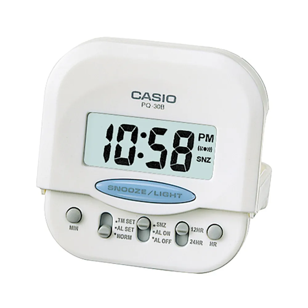 【CASIO】旅行專用款數位液晶鬧鐘(PQ-30B-7)