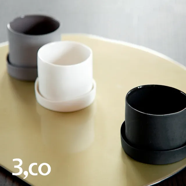 【3 co】水波蓋杯 - 黑(2件式)