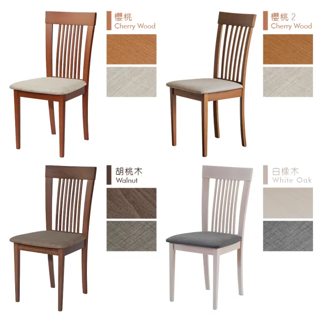 【RICHOME】簡約實木餐椅/木椅/休閒椅-2入組(3色 新款椅背)