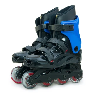 【D.L.D 多輪多】高塑鋼底座 專業直排輪 溜冰鞋(黑藍 530)