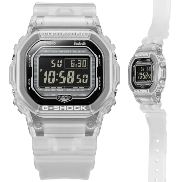 CASIO 卡西歐】G-SHOCK 智慧藍芽半透明漸層配色方形電子錶-白(DW