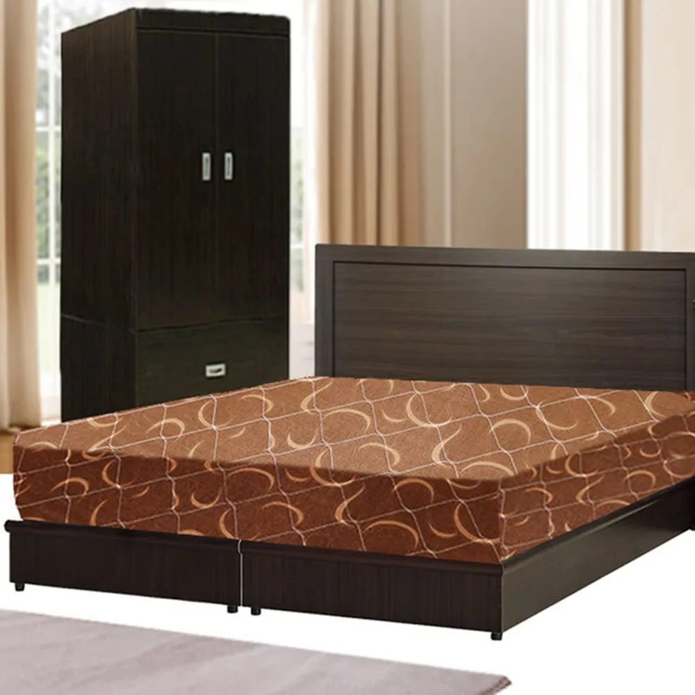 【品生活】簡約優質四件式房間組2色可選-單人加大3.5尺(床頭片+床底+衣櫥+日式護背彈簧床)