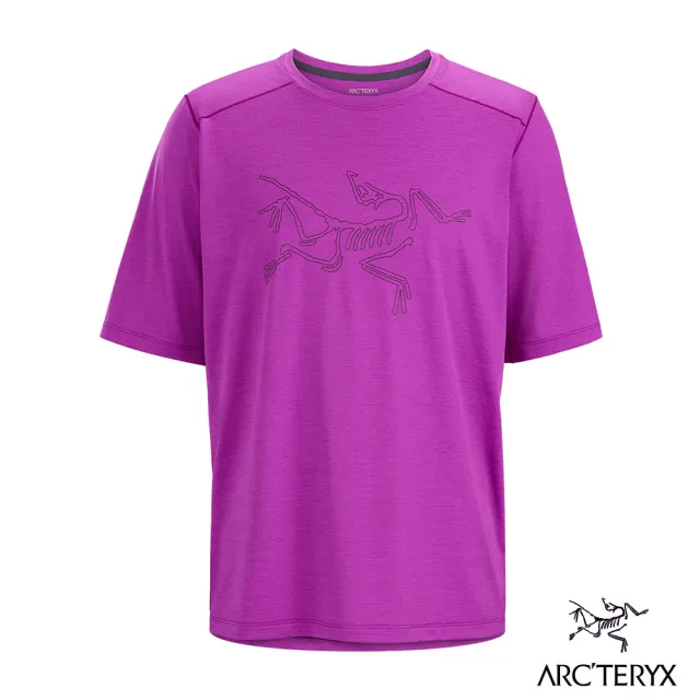 【Arcteryx 始祖鳥官方直營】男 Cormac Logo 快乾短袖圓領衫(時尚雜紫)