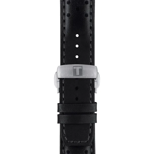 【TISSOT 天梭】官方授權 PRS516 賽車計時機械錶手錶-黑x藍 送行動電源 畢業禮物(T1316271604200)
