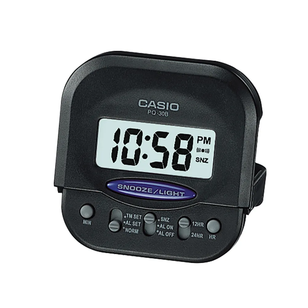 【CASIO】旅行專用款數位液晶鬧鐘(PQ-30B-1)
