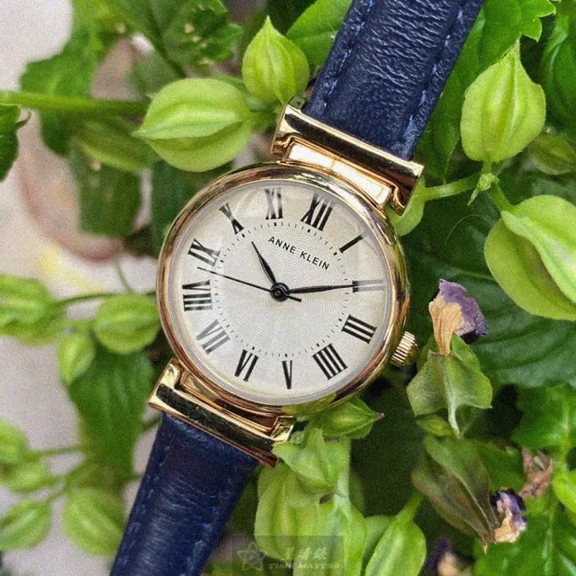 【ANNE KLEIN】AnneKlein手錶型號AN00143(白色錶面金色錶殼寶藍真皮皮革錶帶款)