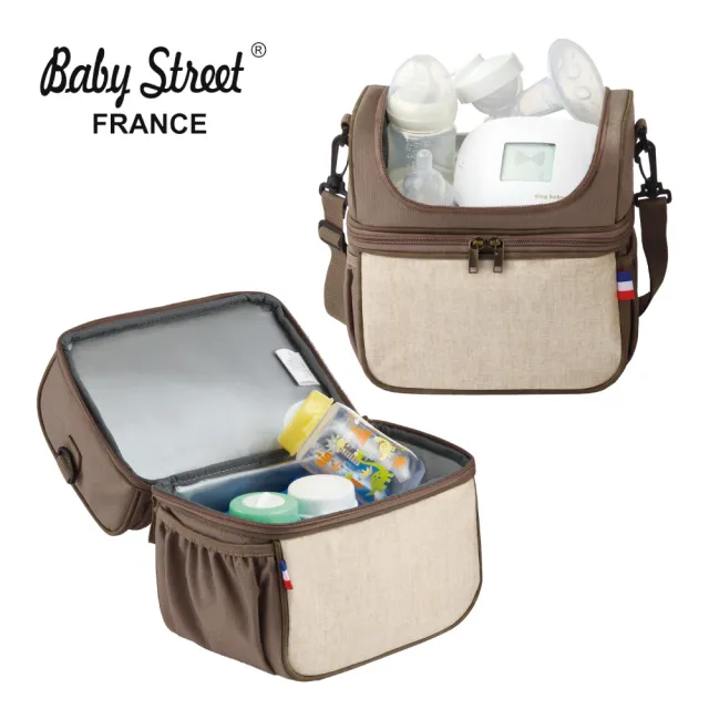 【法國 Baby Street】FRANCE 雙揹式母乳保冷袋(附冰磚2入)