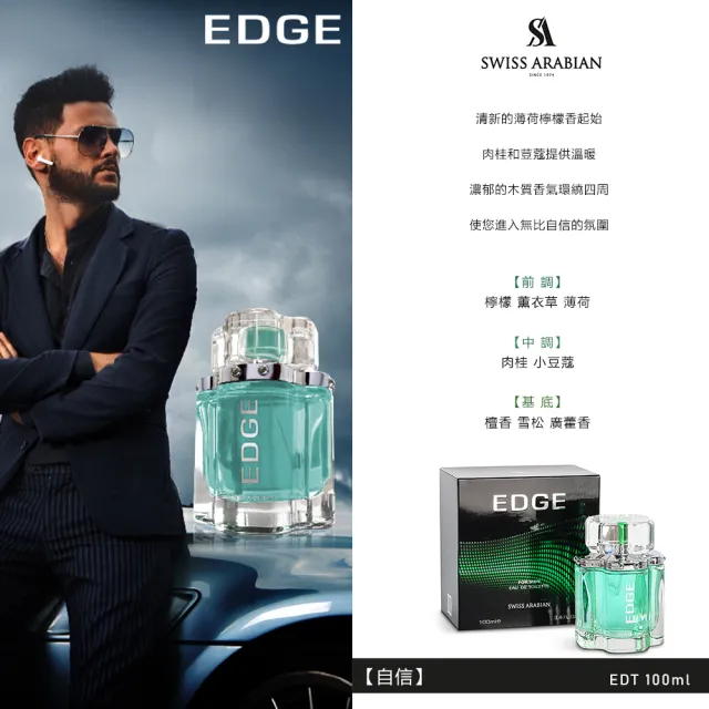 【SWISS ARABIAN 瑞士-阿拉伯】EDGE系列 都會魅力香100ml(杜拜原裝-專櫃公司貨)