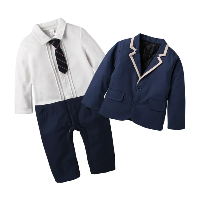 【baby童衣】鋪棉學院風假二件爬服 兩件組 60338(共1色)