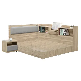 【IHouse】有木 房間4件組 雙人5尺(插座床頭+床底+收納床邊櫃+床頭櫃)