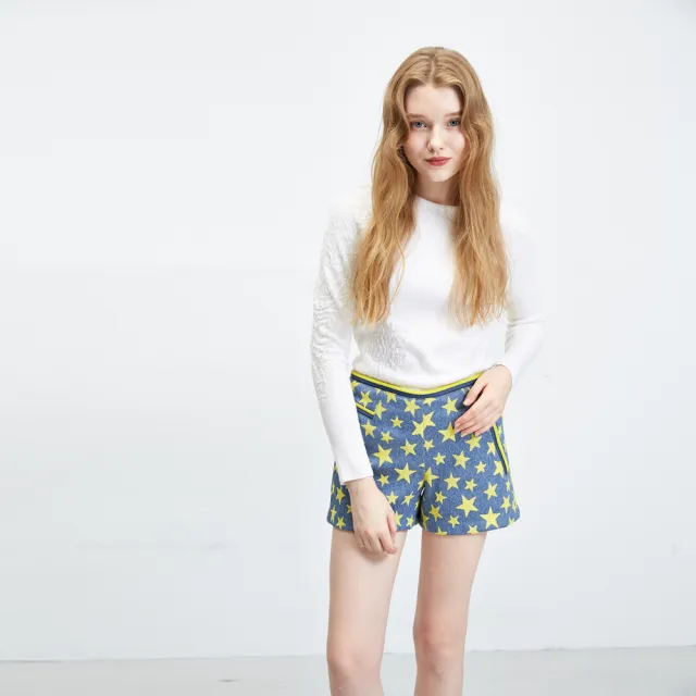 【ICHE 衣哲】星星合身牛仔單寧短褲