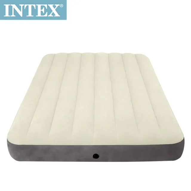 【INTEX 原廠公司貨】新型氣柱-雙人植絨充氣床墊-寬137cm(64102)