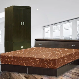 【品生活】經典優質四件式房間組2色可選-雙人加大6尺(床頭+床底+衣櫥+日式護背彈簧床)