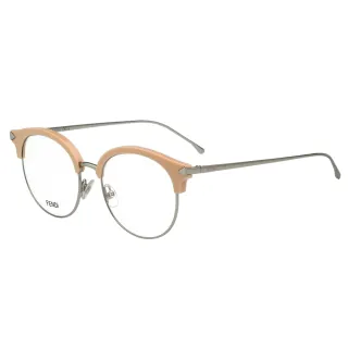 【FENDI】-復古眉框圓框 光學眼鏡FF0165(粉膚色)