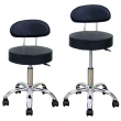【E-Style】高級皮革椅面[活動輪]高背旋轉活動工作椅/升降吧台椅/會客洽談椅/診療美容椅/專櫃台椅(黑色)