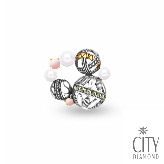 【City Diamond引雅】天然珍珠米奇造型圓形別針/胸針/徽章(東京Yuki系列)