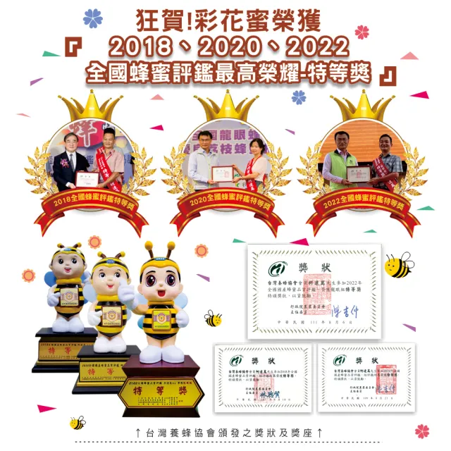 【彩花蜜】台灣養蜂協會驗證-荔枝蜂蜜禮盒700gX2瓶