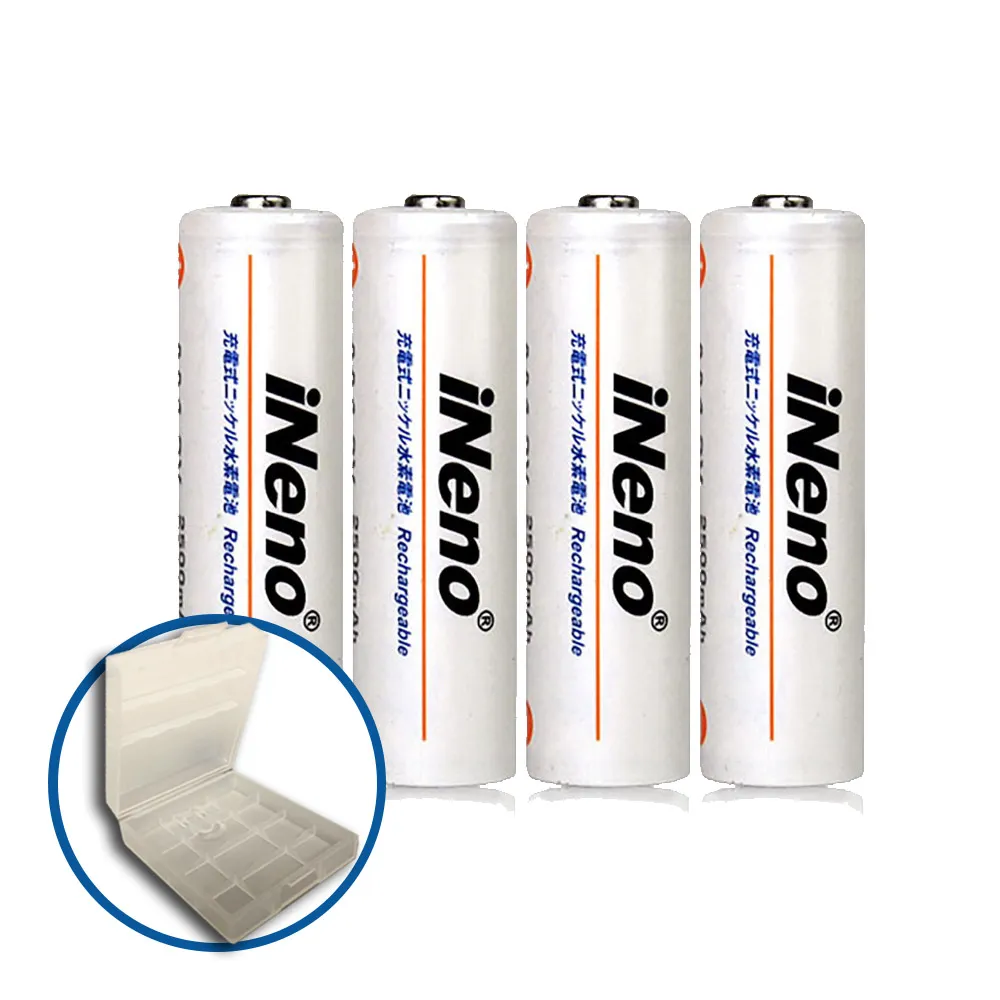 【iNeno】超大容量低自放鎳氫充電電池 2500mAh 3號/AA 4顆入(環保安全 重複使用 假日出貨不打烊)