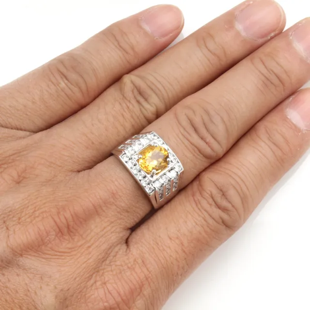 【寶石方塊】飛黃騰達天然2克拉黃水晶戒指-活圍設計